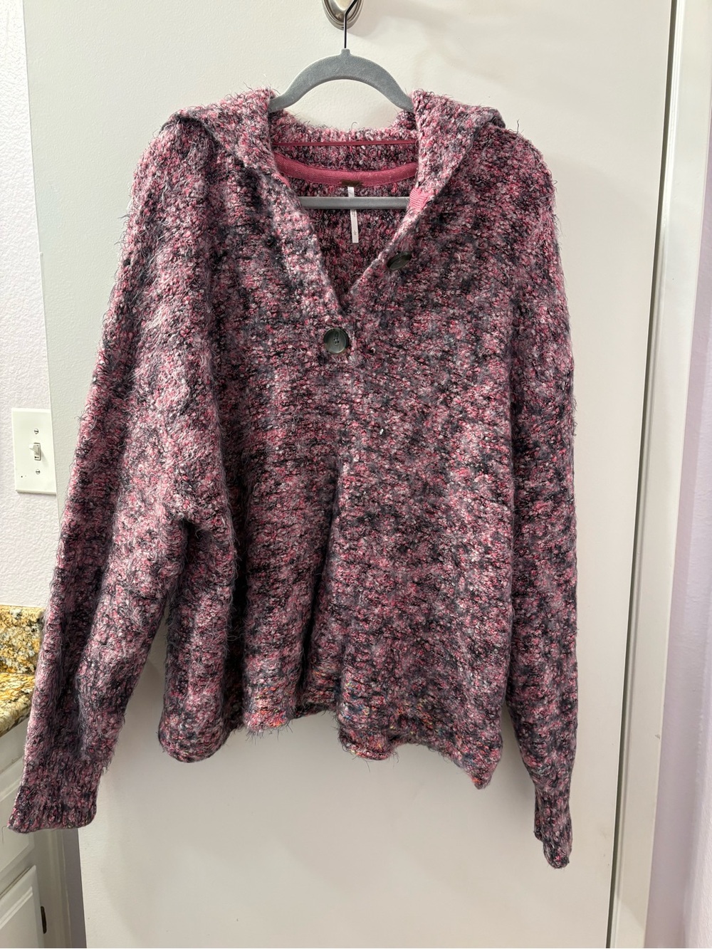 Free People Large Stellar Marled Hooded Pullover Sweater